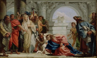 Christus en de overspelige vrouw, 1750-53 door Giovanni Domenico Tiepolo